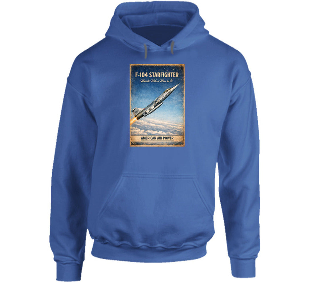F-104 Starfighter American Air Power vintage aviation hoodie in royal blue