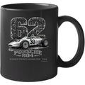 Porsche 804 F1 1962 French Grand Prix bold distressed art on black ceramic coffee mug