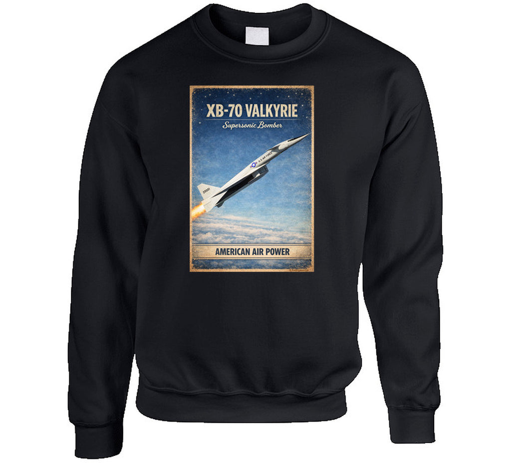 XB-70 Valkyrie supersonic bomber retro graphic sweatshirt in black