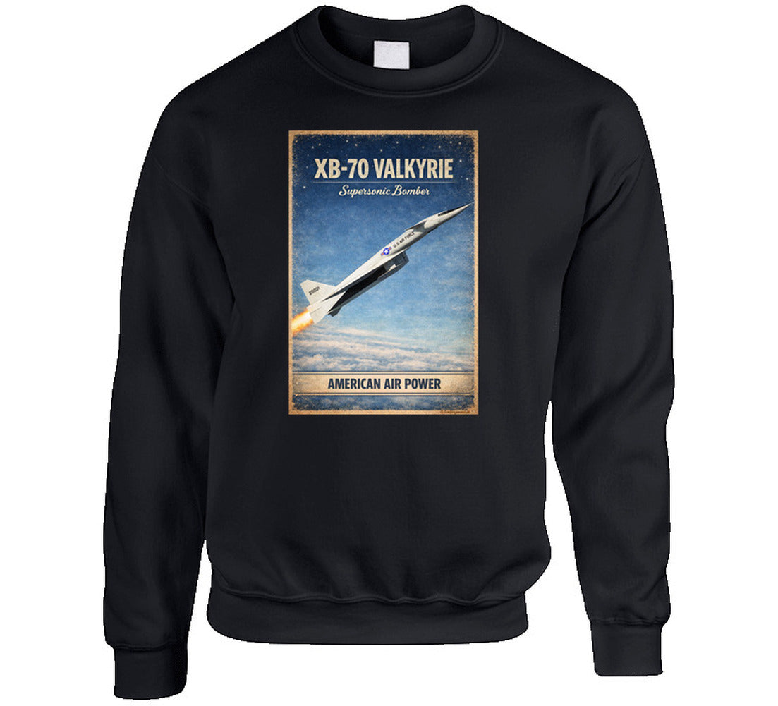 XB-70 Valkyrie supersonic bomber retro graphic sweatshirt in black