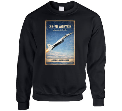 XB-70 Valkyrie supersonic bomber retro graphic sweatshirt in black