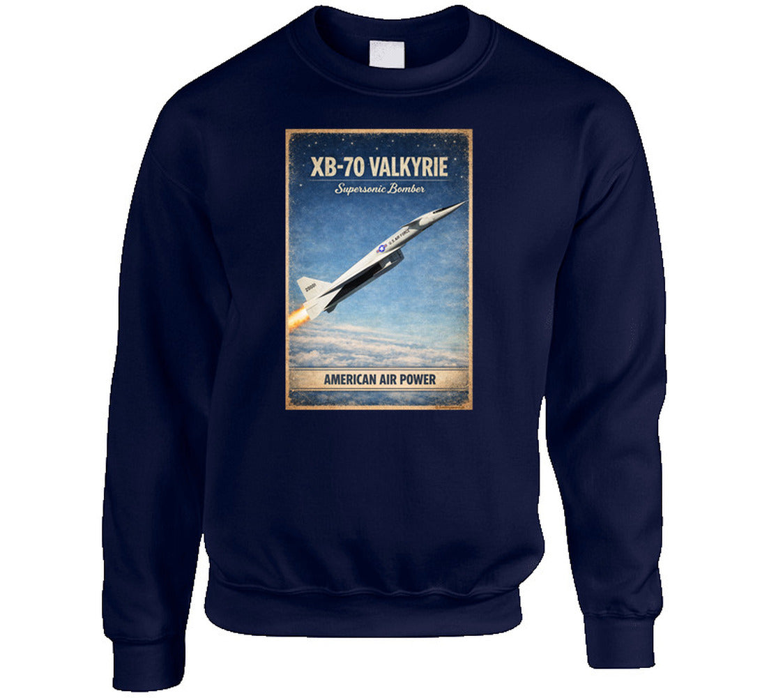 XB-70 Valkyrie distressed military aircraft sweatshirt in navy