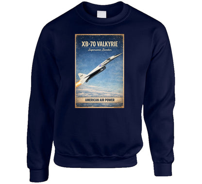 XB-70 Valkyrie distressed military aircraft sweatshirt in navy
