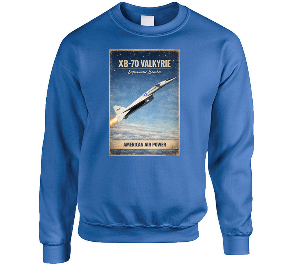 XB-70 Valkyrie American Air Power graphic sweatshirt in royal blue