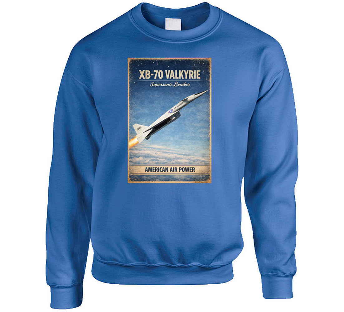 XB-70 Valkyrie American Air Power graphic sweatshirt in royal blue