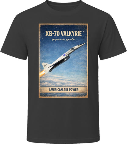XB-70 Valkyrie supersonic bomber retro graphic t-shirt in black