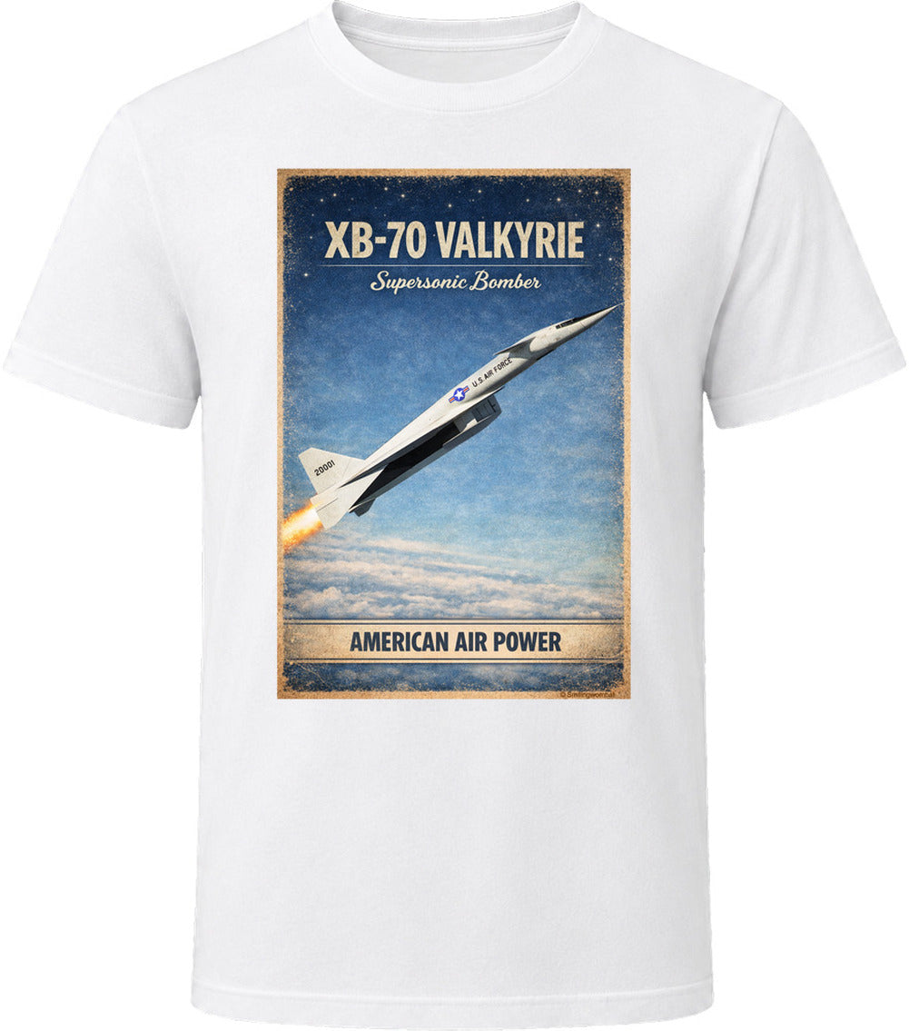 XB-70 Valkyrie American Air Power distressed vintage graphic t-shirt in white
