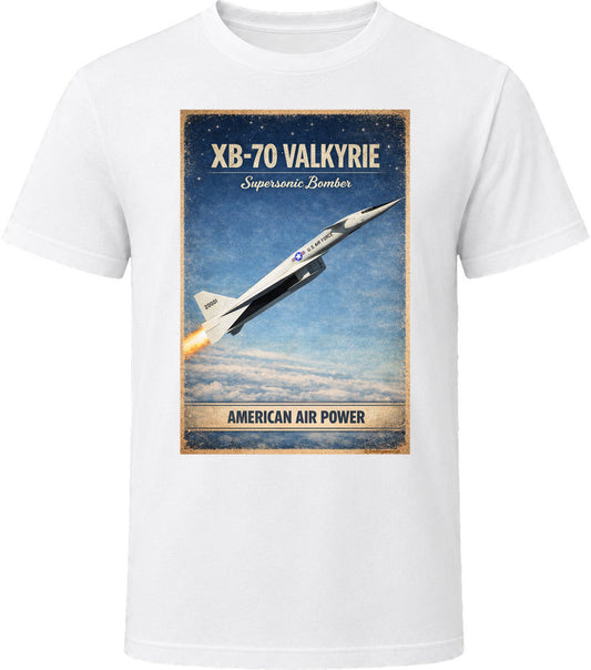 XB-70 Valkyrie American Air Power distressed vintage graphic t-shirt in white