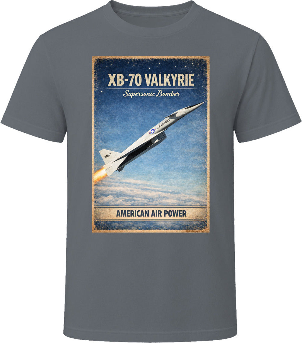 XB-70 Valkyrie retro USAF bomber graphic t-shirt in charcoal grey