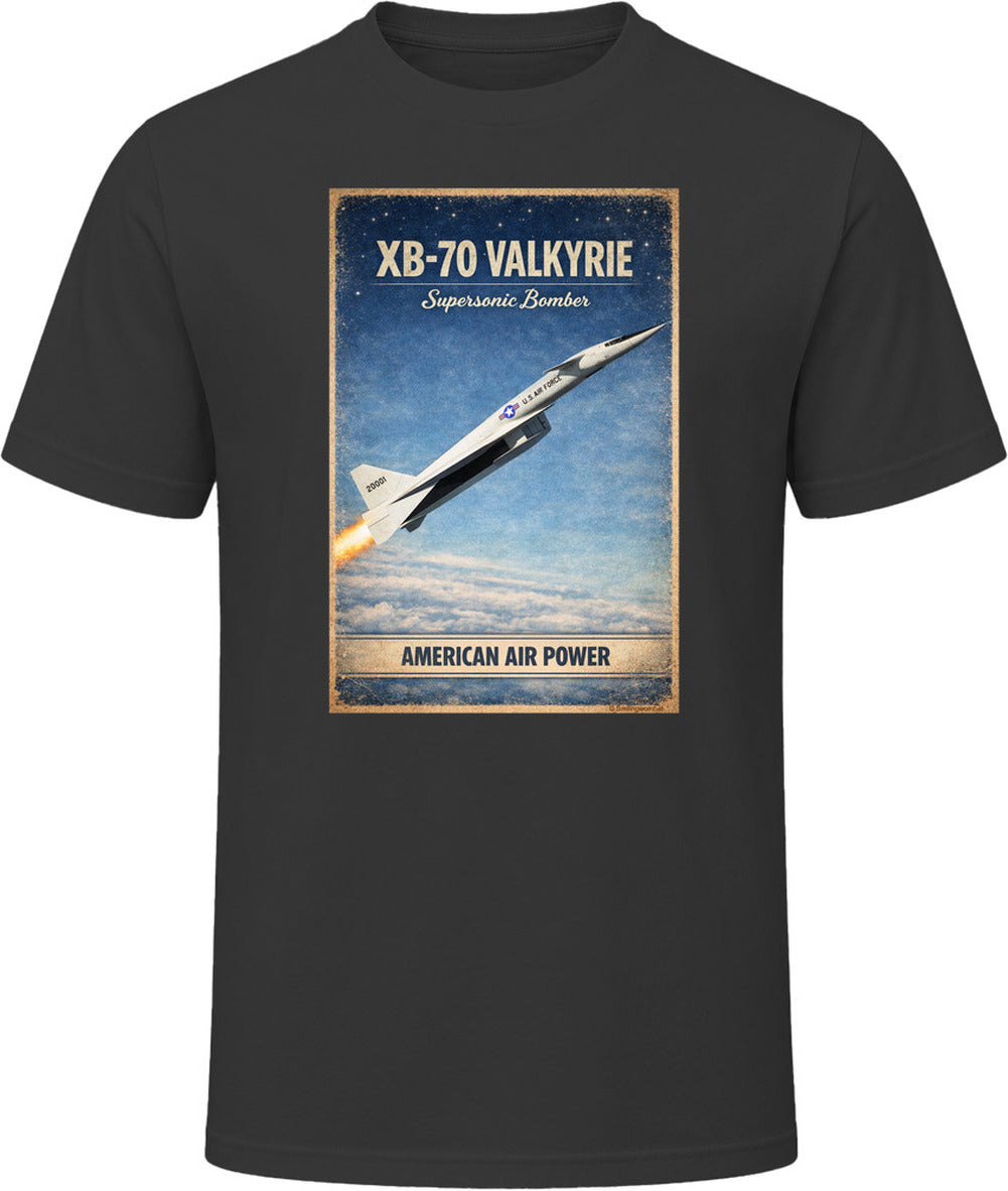 XB-70 Valkyrie supersonic bomber retro graphic t-shirt in black