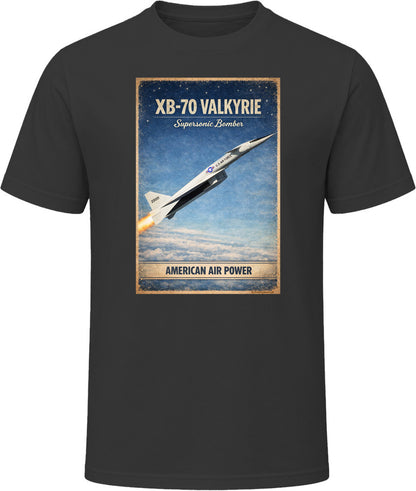 XB-70 Valkyrie supersonic bomber retro graphic t-shirt in black