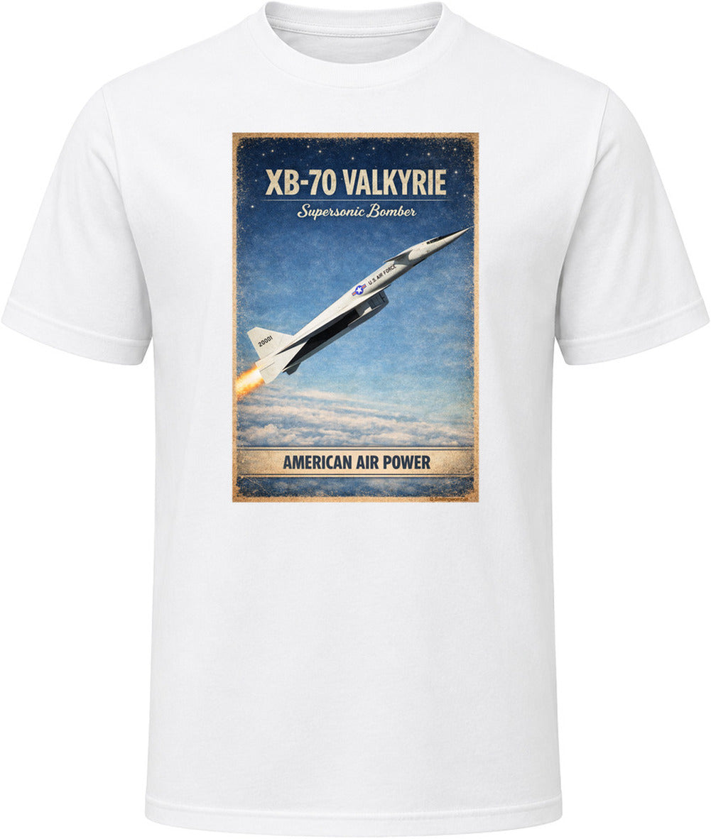 XB-70 Valkyrie American Air Power distressed vintage graphic t-shirt in white