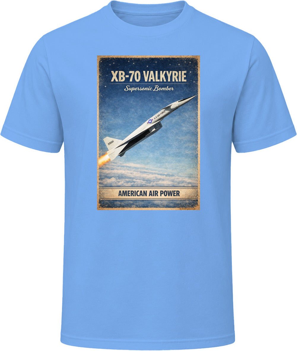 XB-70 Valkyrie supersonic bomber distressed graphic t-shirt in light blue