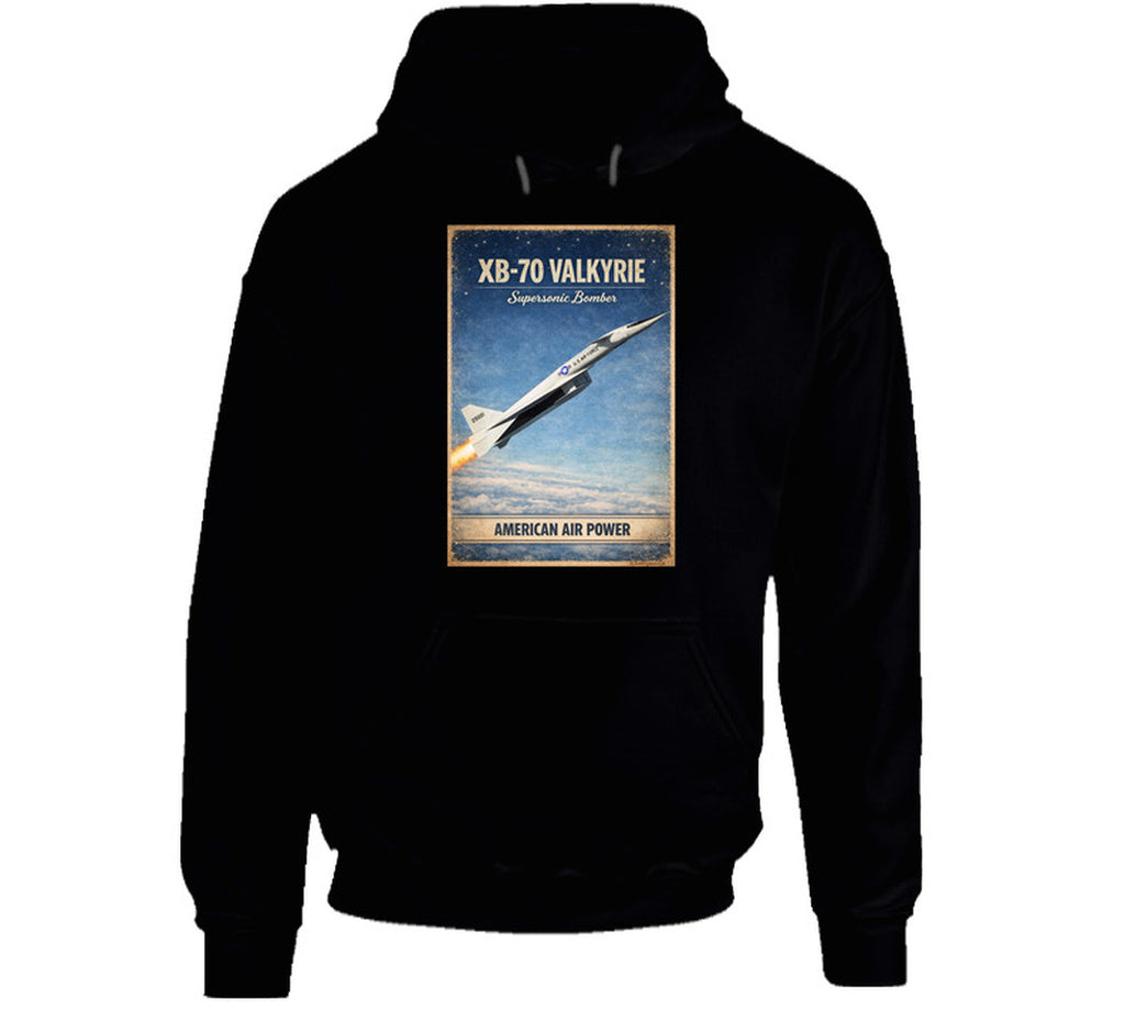 XB-70 Valkyrie supersonic bomber retro graphic hoodie in black