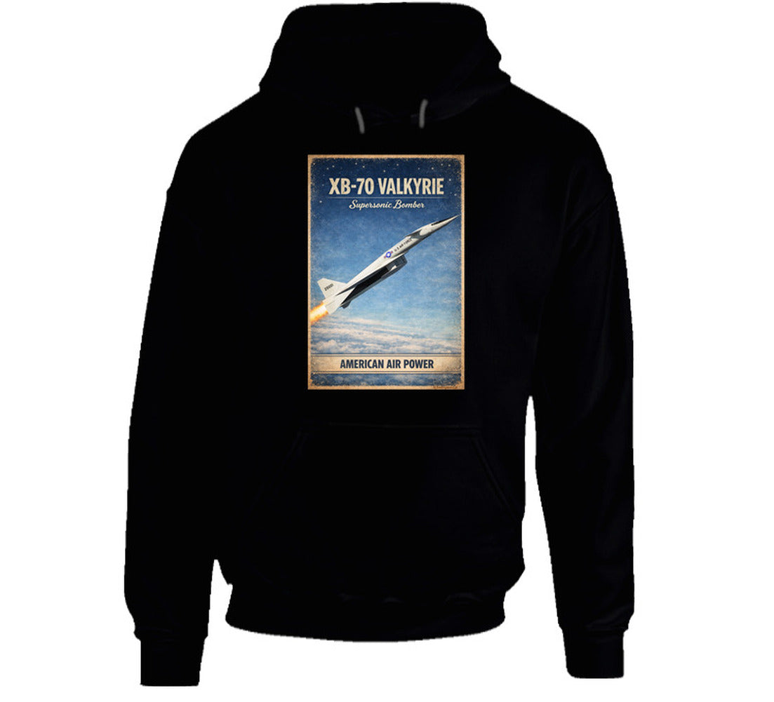 XB-70 Valkyrie supersonic bomber retro graphic hoodie in black