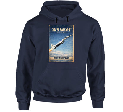 XB-70 Valkyrie distressed military aircraft hoodie in navy