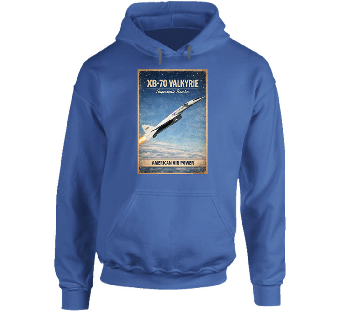 XB-70 Valkyrie American Air Power graphic hoodie in royal blue