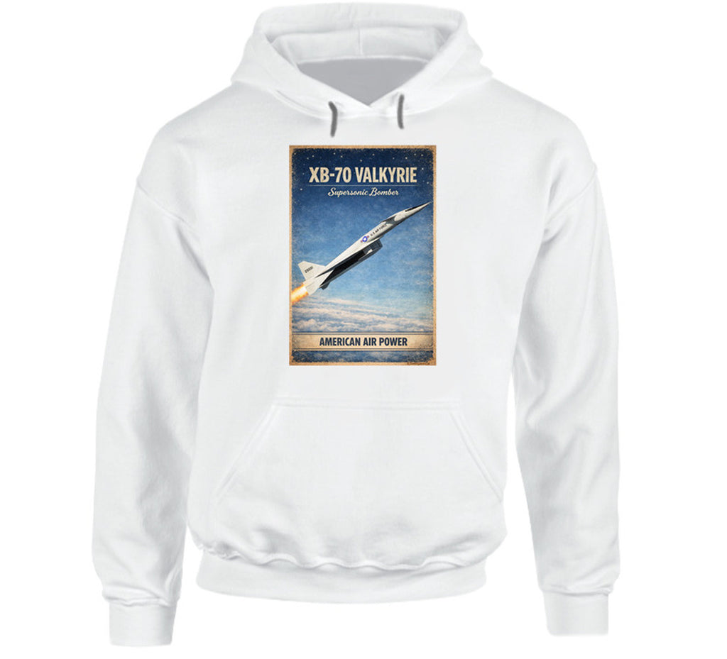 XB-70 Valkyrie American Air Power vintage aviation hoodie in white
