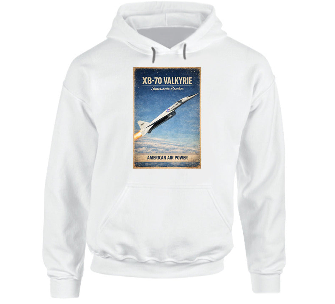XB-70 Valkyrie American Air Power vintage aviation hoodie in white