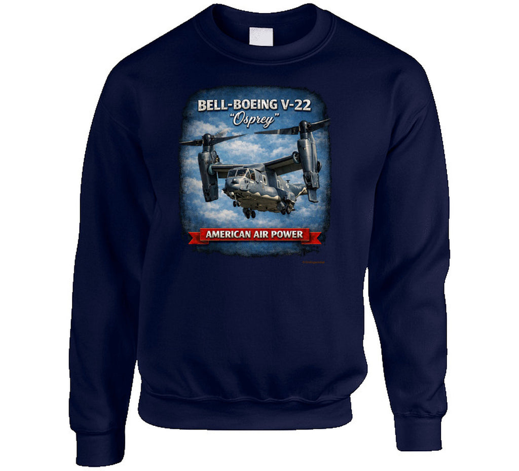Bell-Boeing V-22 Osprey American Air Power military aviation sweatshirt in navy