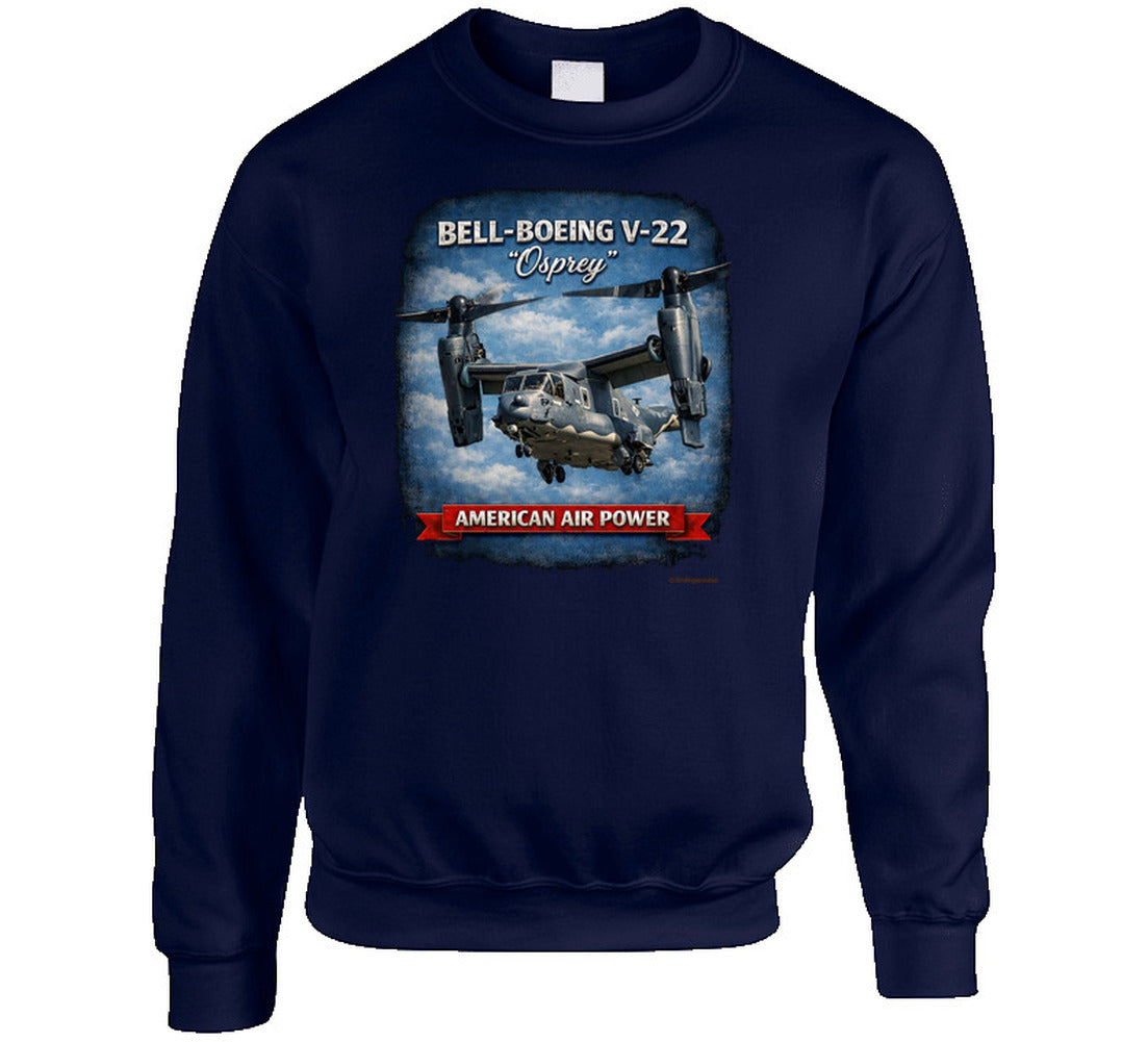 Bell-Boeing V-22 Osprey American Air Power military aviation sweatshirt in navy