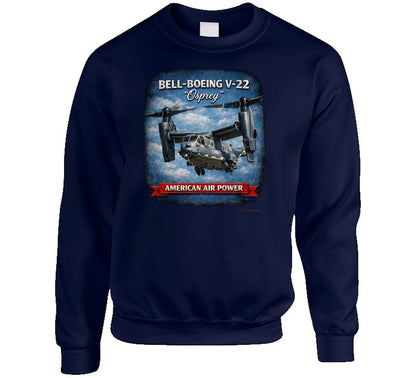 Bell-Boeing V-22 Osprey American Air Power military aviation sweatshirt in navy