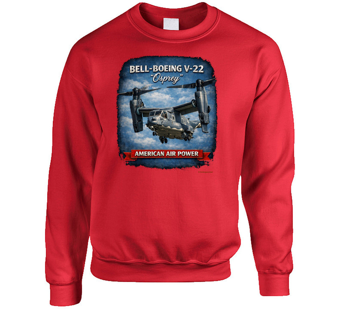 Bell-Boeing V-22 Osprey American Air Power patriotic sweatshirt in red