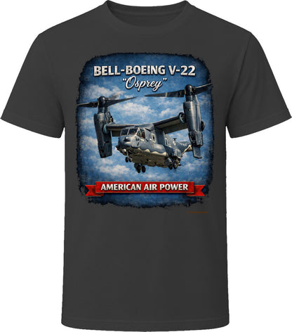 Bell-Boeing V-22 Osprey American Air Power distressed graphic t-shirt in black