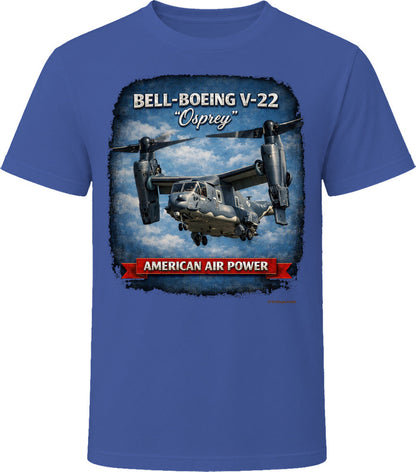 Bell-Boeing V-22 Osprey American Air Power military aviation t-shirt in navy