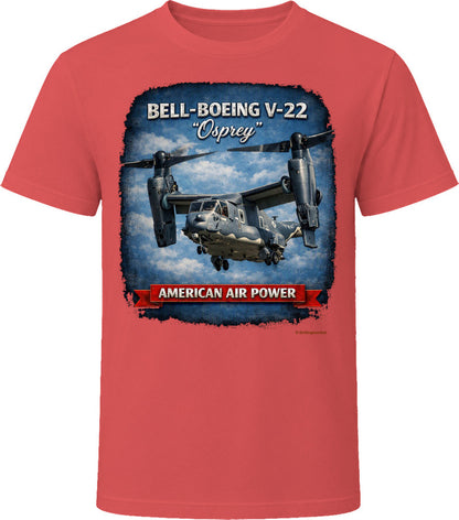 Bell-Boeing V-22 Osprey American Air Power patriotic t-shirt in red