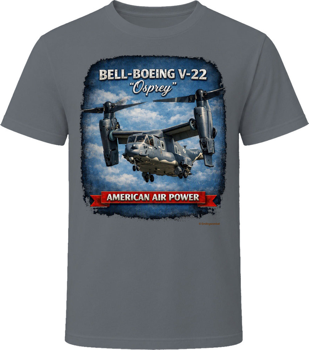 Bell-Boeing V-22 Osprey American Air Power t-shirt in charcoal grey
