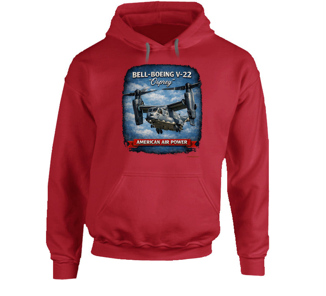 Bell-Boeing V-22 Osprey American Air Power patriotic hoodie in red