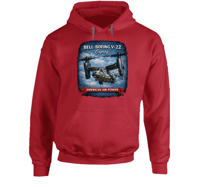 Bell-Boeing V-22 Osprey American Air Power patriotic hoodie in red