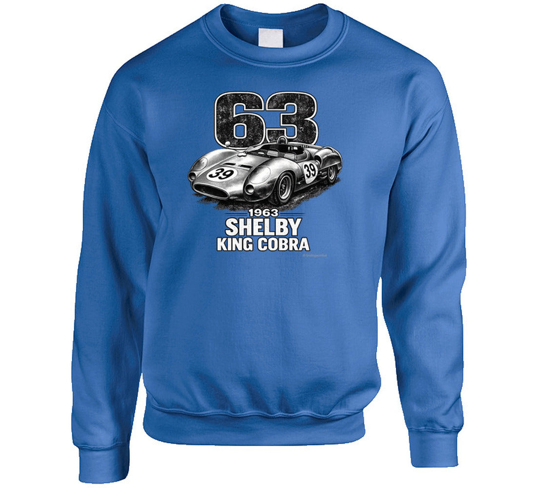 1963 Shelby King Cobra vintage motorsport sweatshirt in royal blue