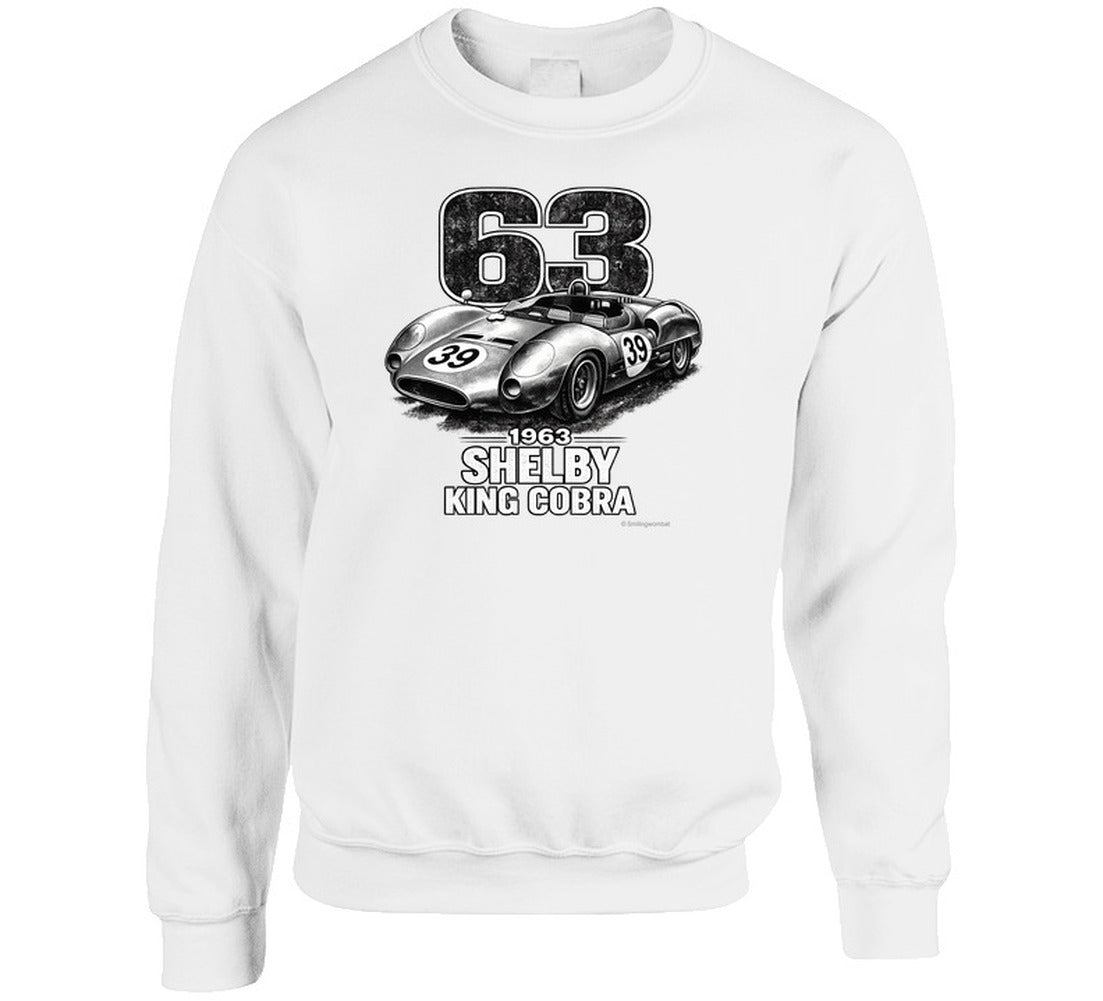 1963 Shelby King Cobra vintage racing graphic sweatshirt in white
