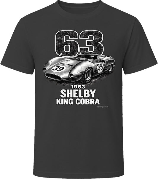 1963 Shelby King Cobra distressed race car graphic t-shirt in black