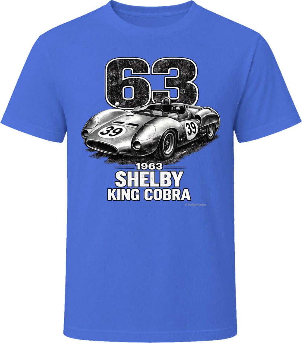 1963 Shelby King Cobra vintage motorsport t-shirt in royal blue