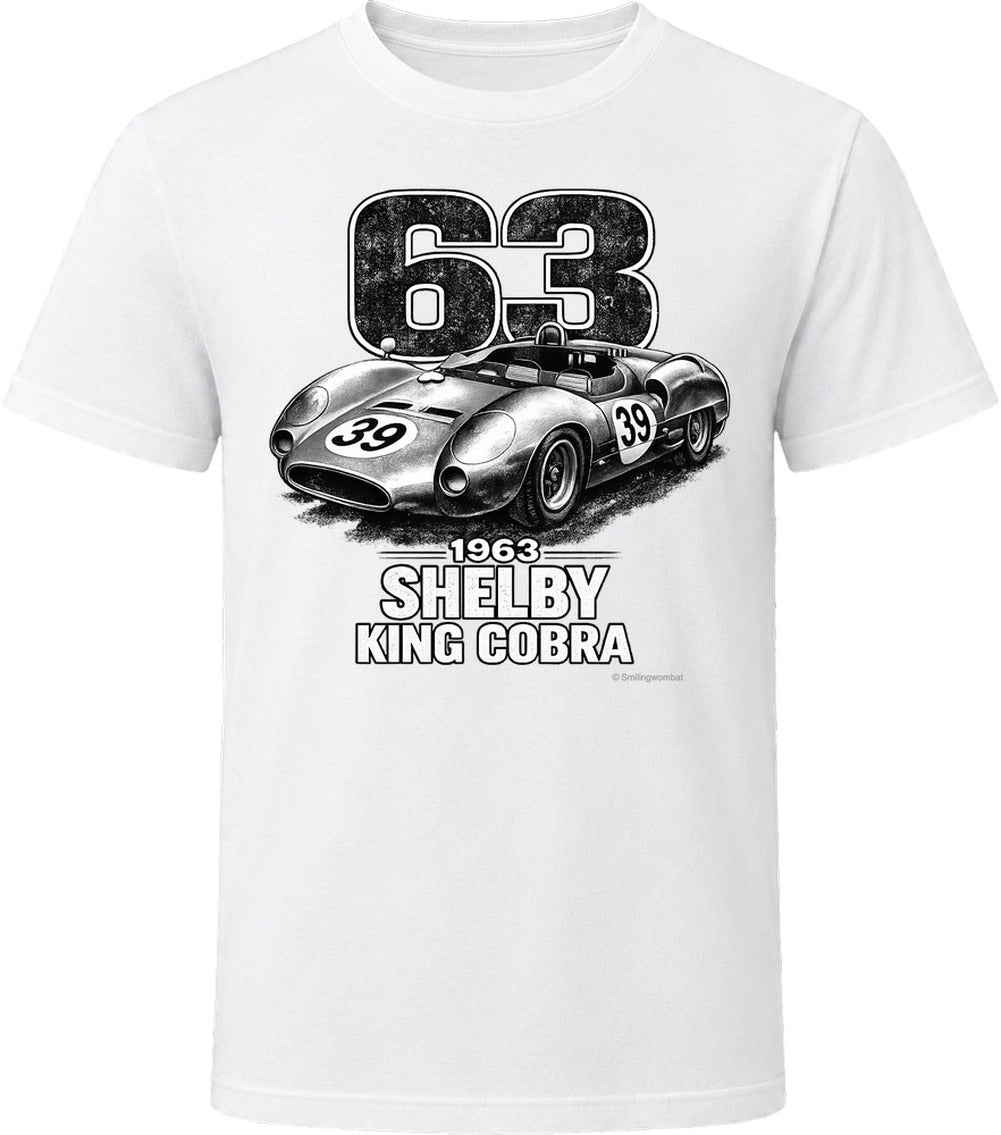 1963 Shelby King Cobra vintage racing graphic t-shirt in white