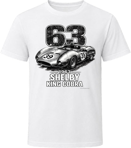 1963 Shelby King Cobra vintage racing graphic t-shirt in white