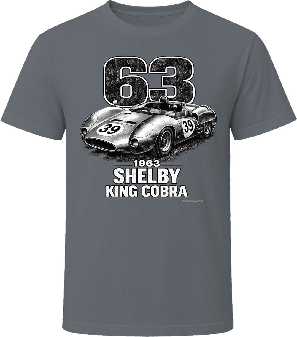1963 Shelby King Cobra distressed vintage t-shirt in charcoal grey