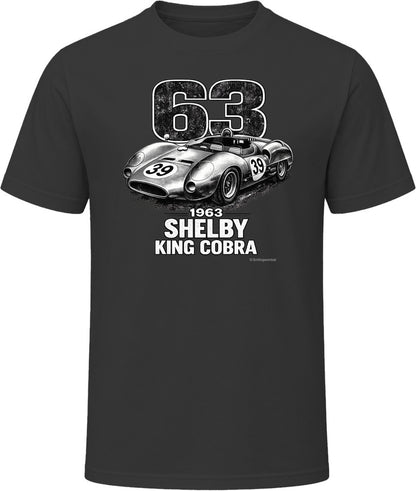 1963 Shelby King Cobra distressed race car graphic t-shirt in black