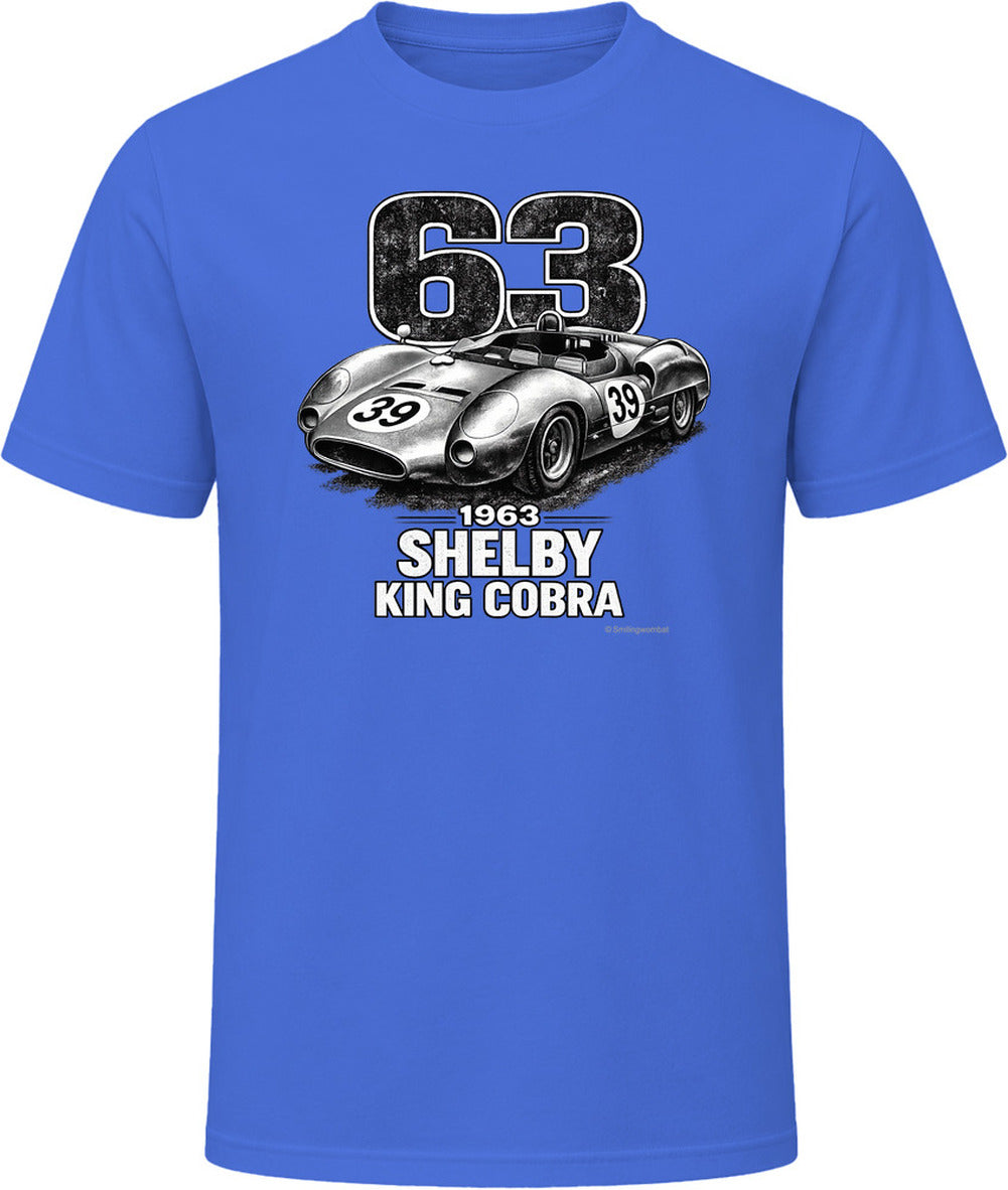 1963 Shelby King Cobra vintage motorsport t-shirt in royal blue