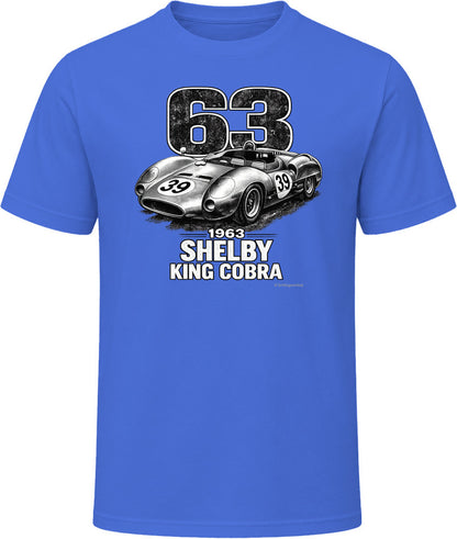 1963 Shelby King Cobra vintage motorsport t-shirt in royal blue