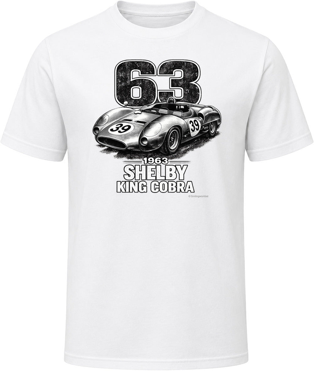 1963 Shelby King Cobra vintage racing graphic t-shirt in white