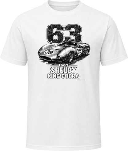 1963 Shelby King Cobra vintage racing graphic t-shirt in white