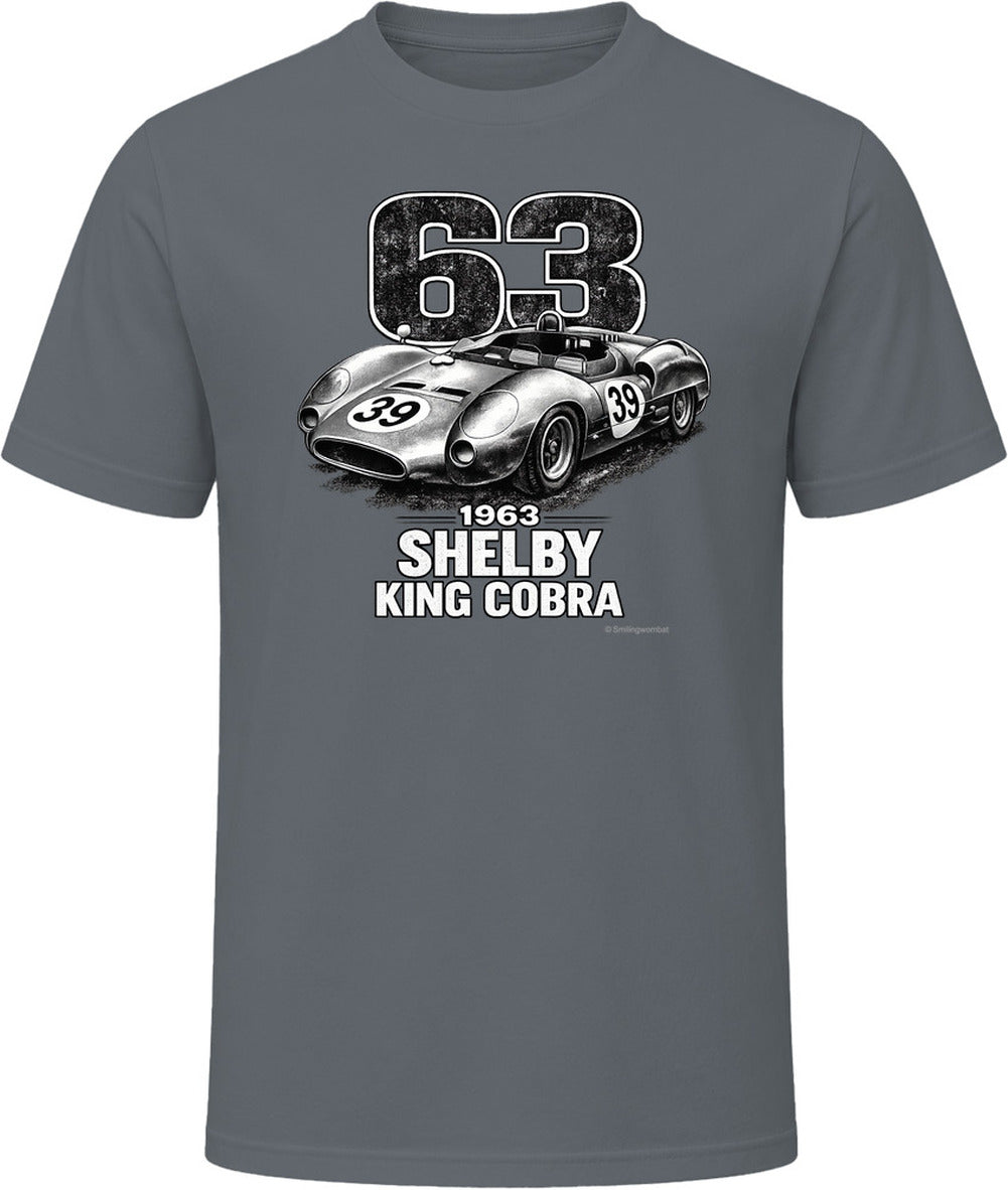 1963 Shelby King Cobra distressed vintage t-shirt in charcoal grey