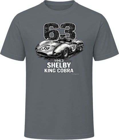 1963 Shelby King Cobra distressed vintage t-shirt in charcoal grey