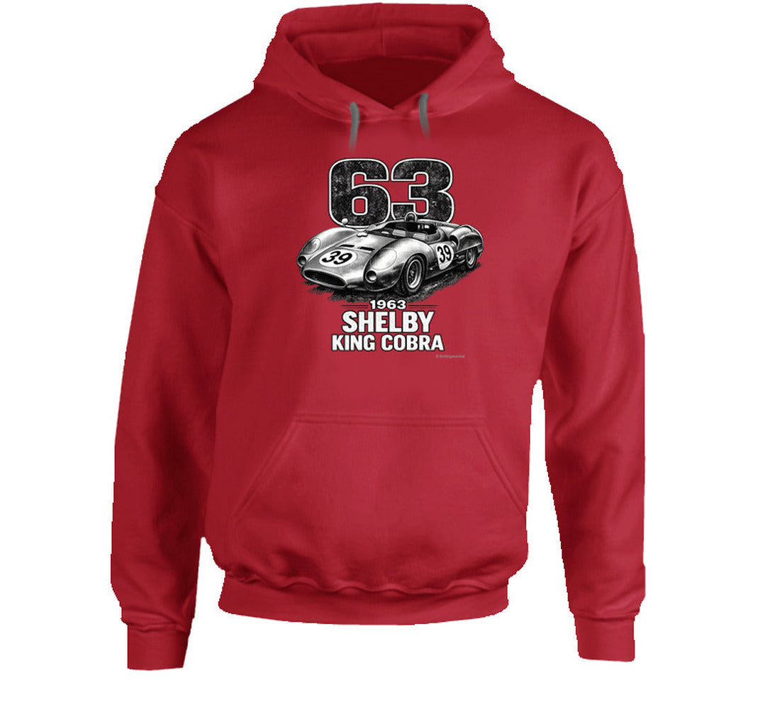 1963 Shelby King Cobra bold graphic hoodie in red