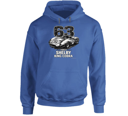 1963 Shelby King Cobra vintage motorsport hoodie in royal blue