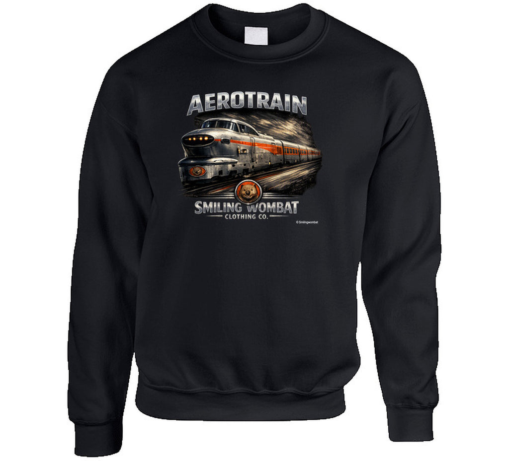 Aerotrain vintage railroad graphic sweatshirt in black – distressed train design